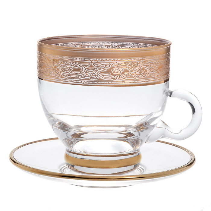 A set of tea pairs made of Timon Gold crystal for 6 people