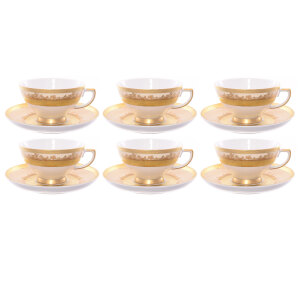 Set of Falkenporzellan "Creme Gold" tea pairs for 6 persons
