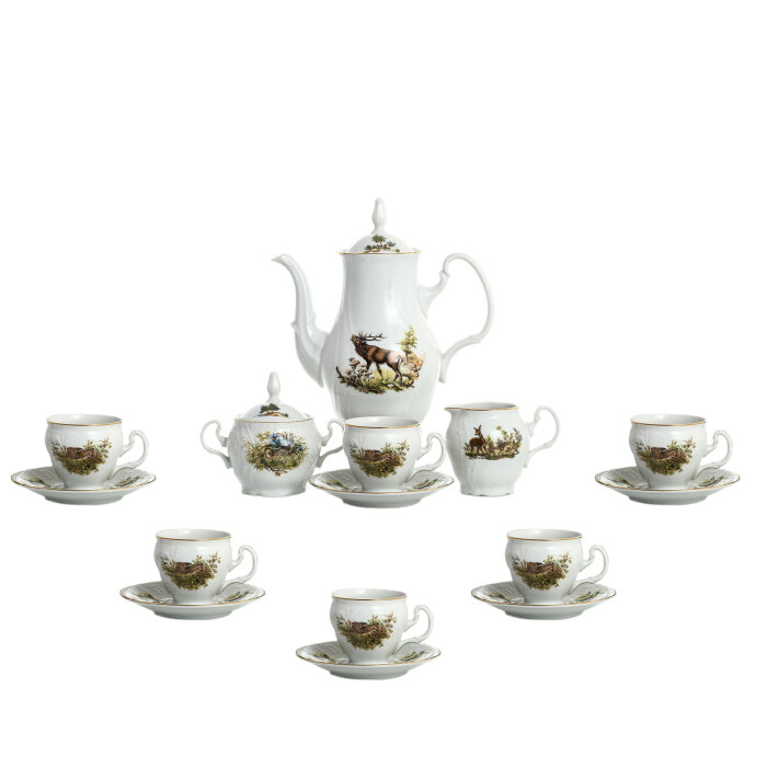 Bernadotte "Hunting" coffee set for 6 persons, 17 items