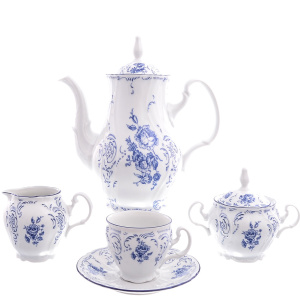 Bernadotte "Blue Roses" coffee set for 6 persons, 17 items