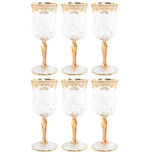 A set of Timon "Opera Amber" wine glasses for 6 people