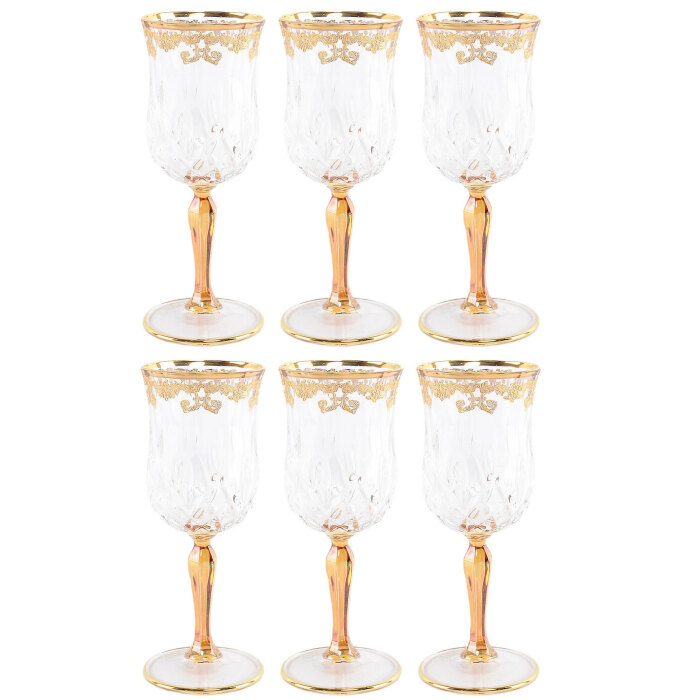 A set of Timon "Opera Amber" wine glasses for 6 people