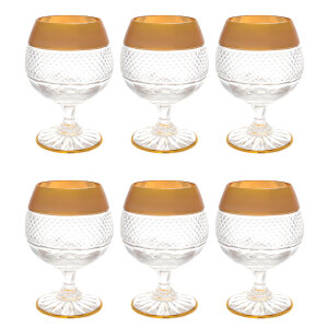 A set of Crystal Heart brandy glasses for 6 people
