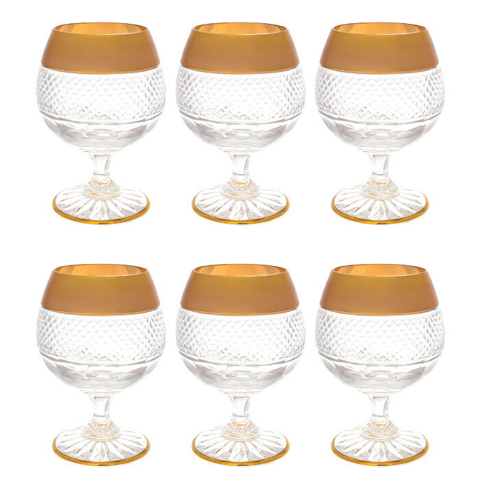 A set of Crystal Heart brandy glasses for 6 people