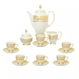 Кофейный сервиз Falkenporzellan "IImperial Creme Gold Constanza" на 6 персон, 17 предметов