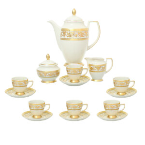 Falkenporzellan coffee set "IImperial Creme Gold Constanza" for 6 persons, 17 items
