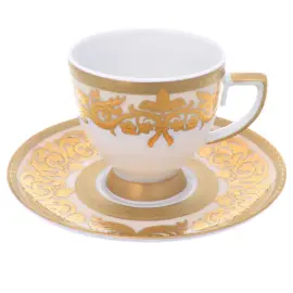 Набор кофейных пар Falkenporzellan "Natalia creme gold" на 6 персон