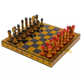 Wooden chess "Grass" Khokhloma