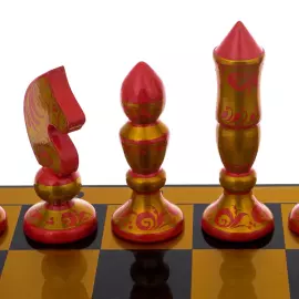 Wooden chess "Grass" Khokhloma