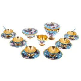 Кофейный сервиз из серебра "Роза" на 6 персон Кофейный сервиз из серебра "Роза" на 6 персон