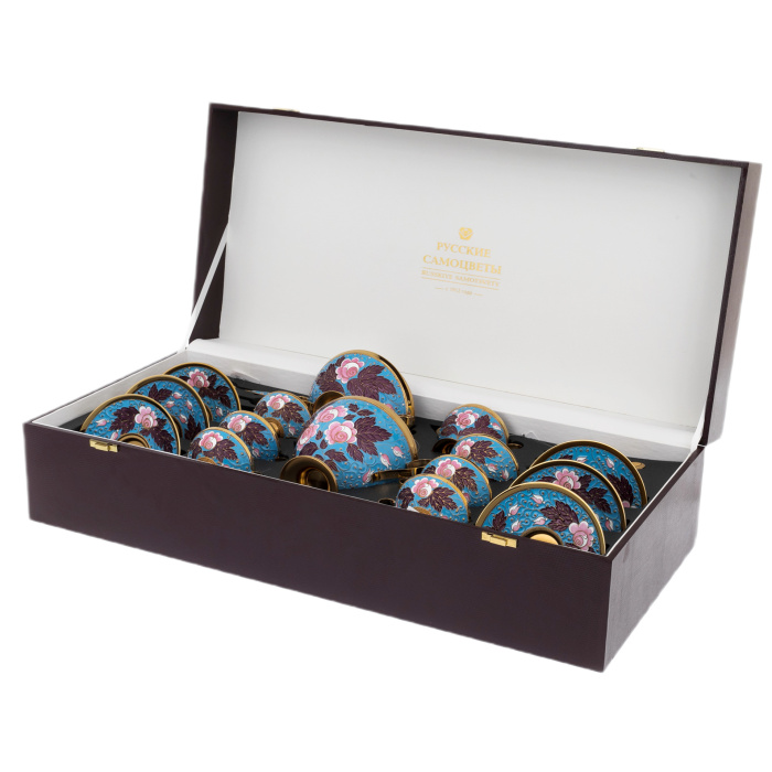Rose silver coffee set for 6 persons