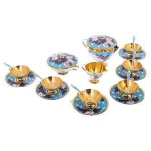 Rose silver coffee set for 6 persons