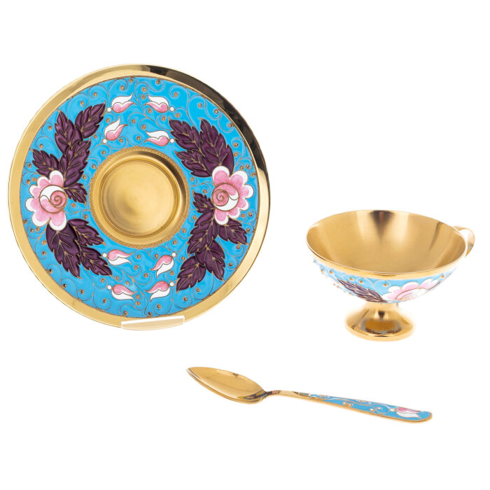 Rose silver coffee set for 6 persons