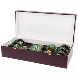 Silver coffee set "Painted" for 6 persons, with enamel and gilding