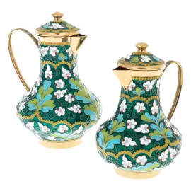 Silver coffee set "Painted" for 6 persons, with enamel and gilding