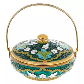 Silver coffee set "Painted" for 6 persons, with enamel and gilding