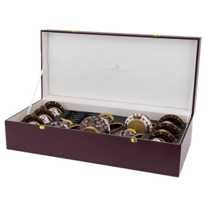 Silver coffee set "Morning in the garden" for 6 persons, with gilding and enamel