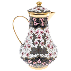 Silver coffee set "Morning in the garden" for 6 persons, with gilding and enamel
