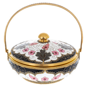 Silver coffee set "Morning in the garden" for 6 persons, with gilding and enamel