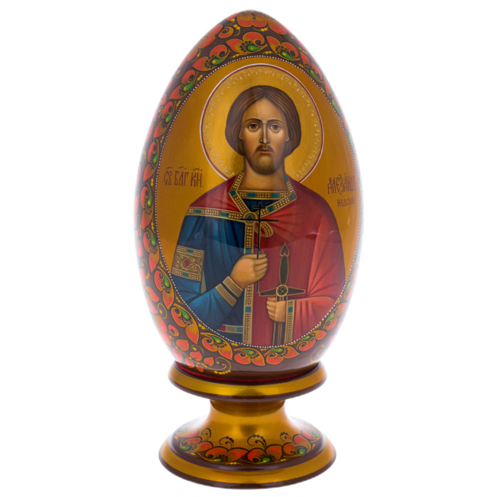 Egg-icon with the face of "Jesus Christ" Khokhloma