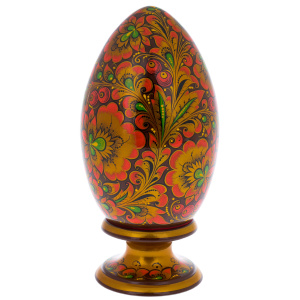 Egg-icon with the face of "Jesus Christ" Khokhloma