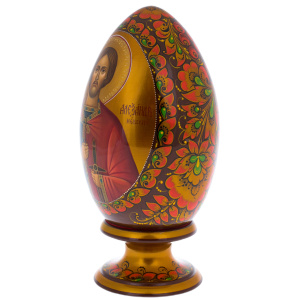Egg-icon with the face of "Jesus Christ" Khokhloma