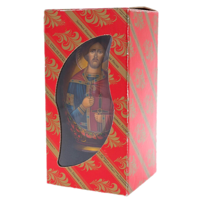Egg-icon with the face of "Jesus Christ" Khokhloma