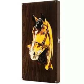 Backgammon made of stained oak and amber "Horse"