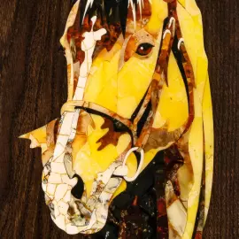 Backgammon made of stained oak and amber "Horse"