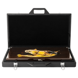 Backgammon made of stained oak and amber "Horse"