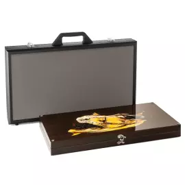 Backgammon made of stained oak and amber "Horse"