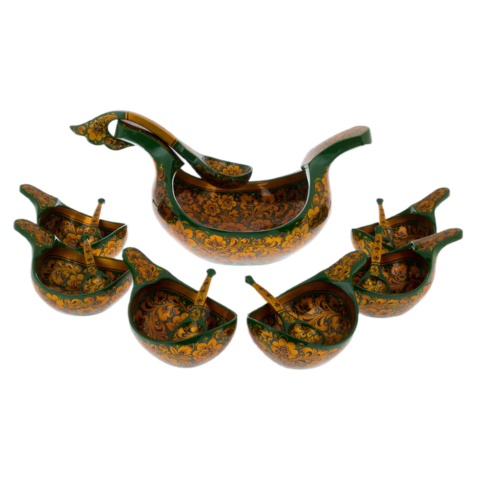 Set of "Peasant" 14 items, khokhloma