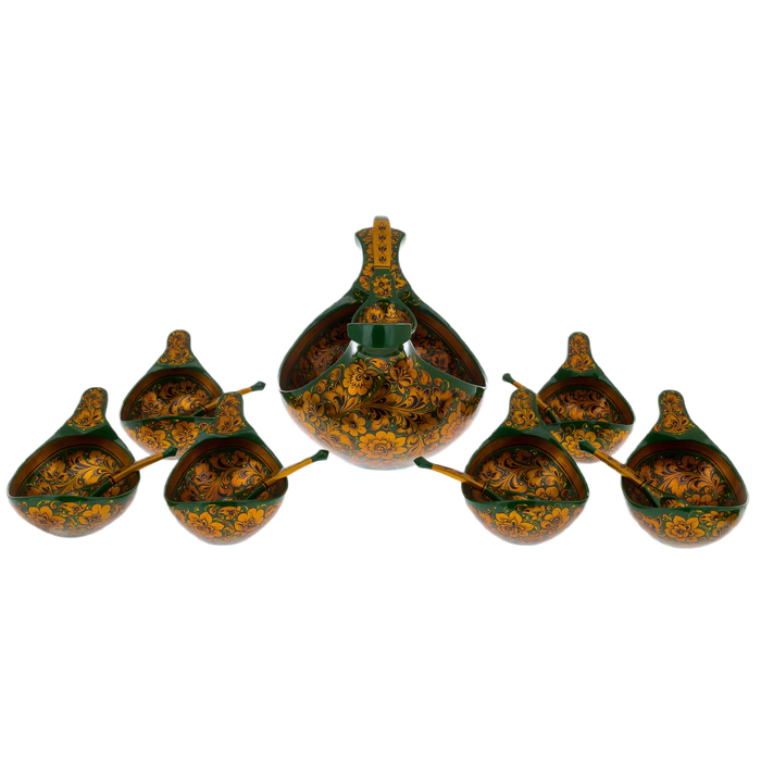 Set of "Peasant" 14 items, khokhloma