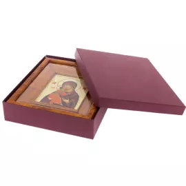 Икона на натуральном перламутре "Владимирская Богоматерь" в киоте