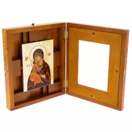 Икона на натуральном перламутре "Владимирская Богоматерь" в киоте