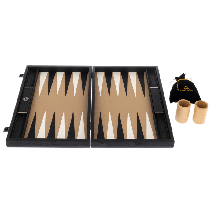 Backgammon made of veneer and leather "Manopoulos" coffee brown
