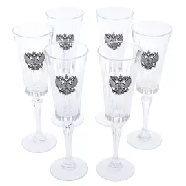A set of champagne glasses "Coat of Arms of the Russian Federation" for 6 people