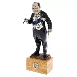 Statuette made of porcelain and Karelian birch "Winston Churchill"