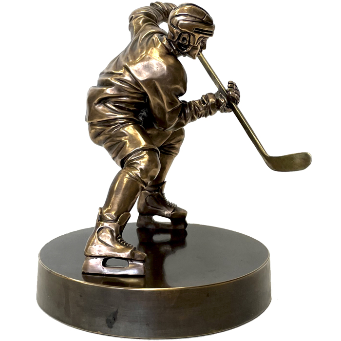 The author's bronze sculpture "Hockey Player"