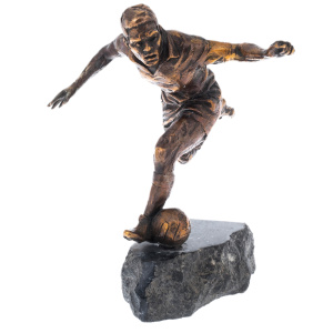 Bronze statuette "Garrincha" on a marble stand