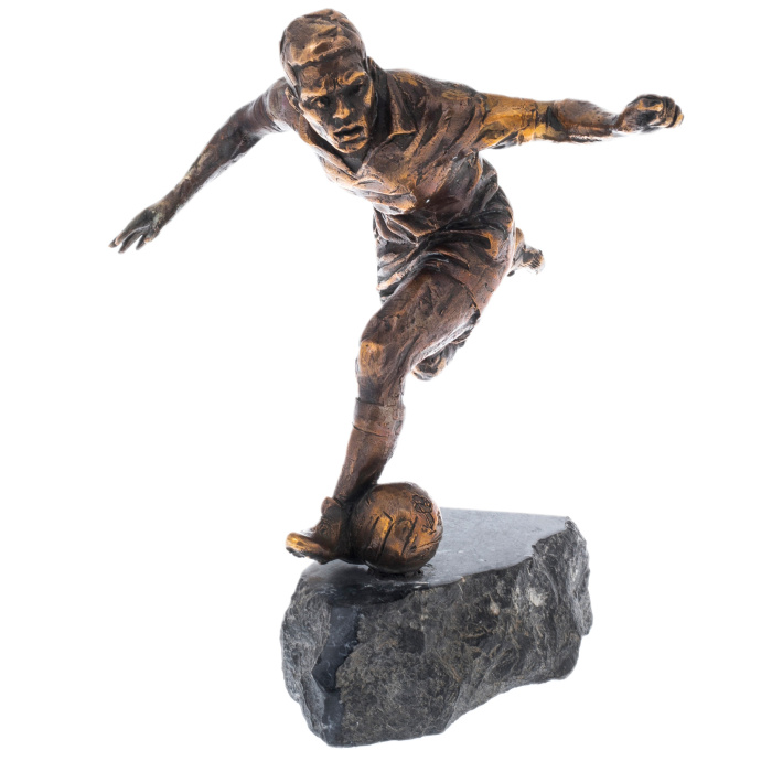Bronze statuette "Garrincha" on a marble stand