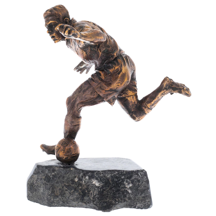 Bronze statuette "Garrincha" on a marble stand