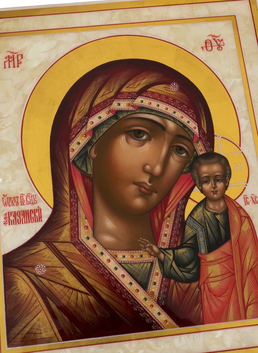 Icon on natural mother-of-pearl "Our Lady of Kazan" in Kyoto