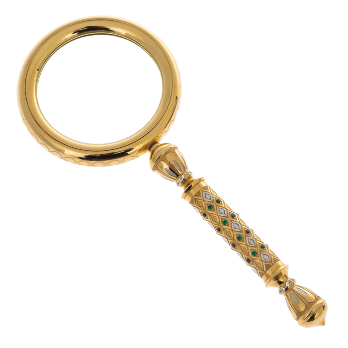 Magnifying glass with stones