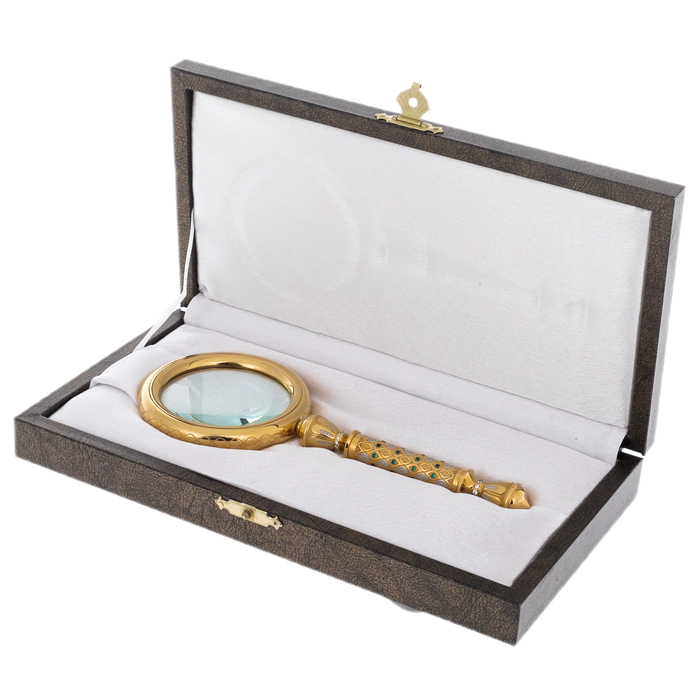 Magnifying glass with stones