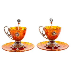 Amber tea set "Lion" for 2 persons