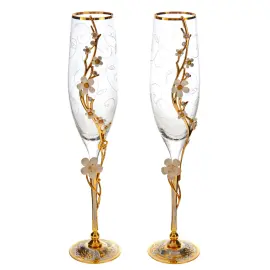 Набор бокалов для шампанского "Сакура" на 2 персоны, Златоуст