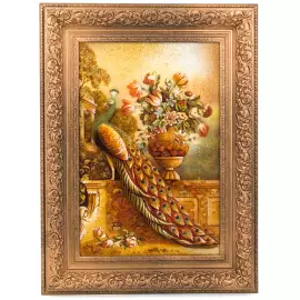 Объемная картина из янтаря "Павлин" малая