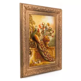 Объемная картина из янтаря "Павлин" малая