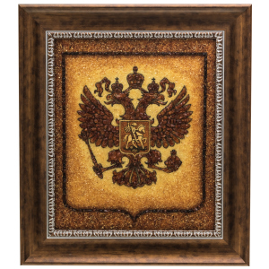 Amber painting "Coat of Arms of the Russian Federation"